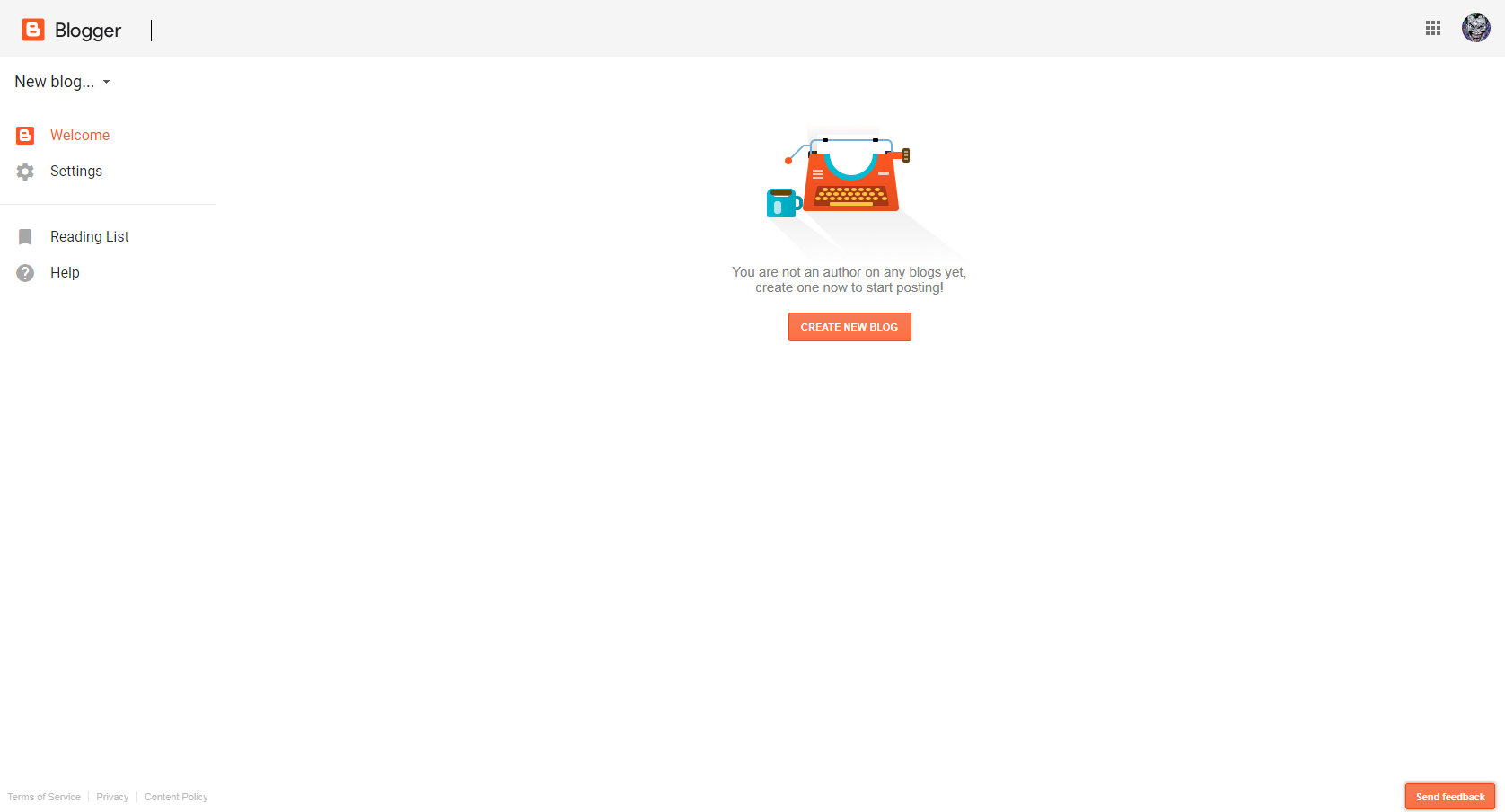 Blogging with googlet the start page