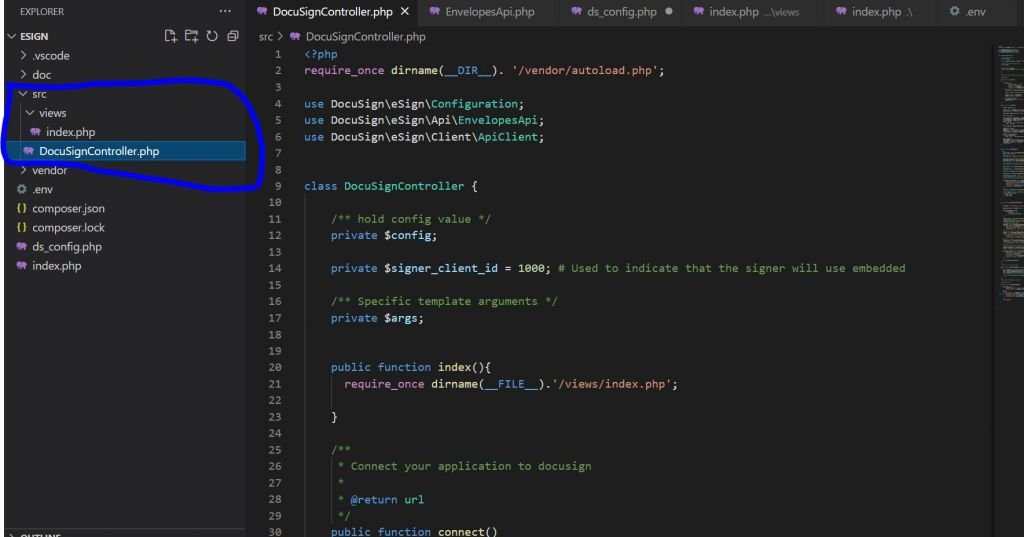 DocuSign Embedded signing in Core PHP, CodeIgniter 4, Laravel 8