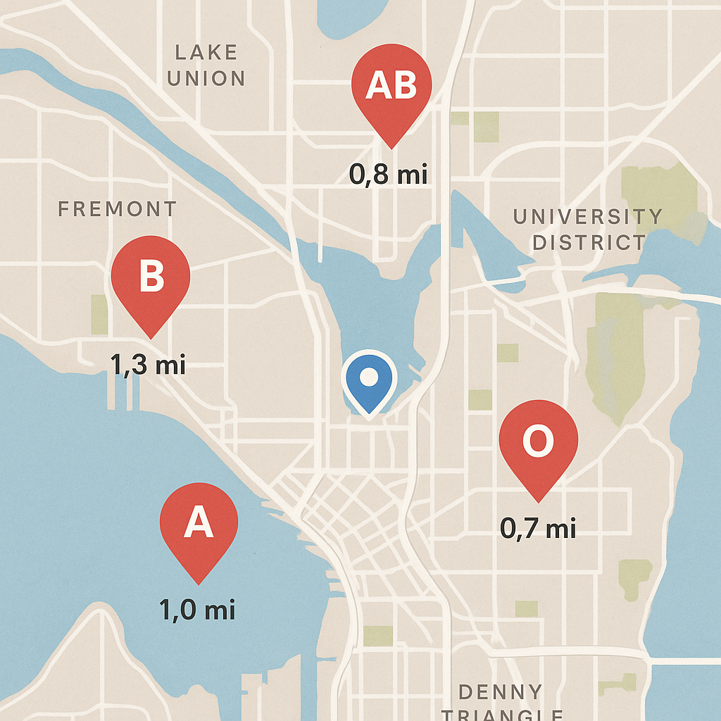 Find blood donors near you with MediMapster's location-based search feature